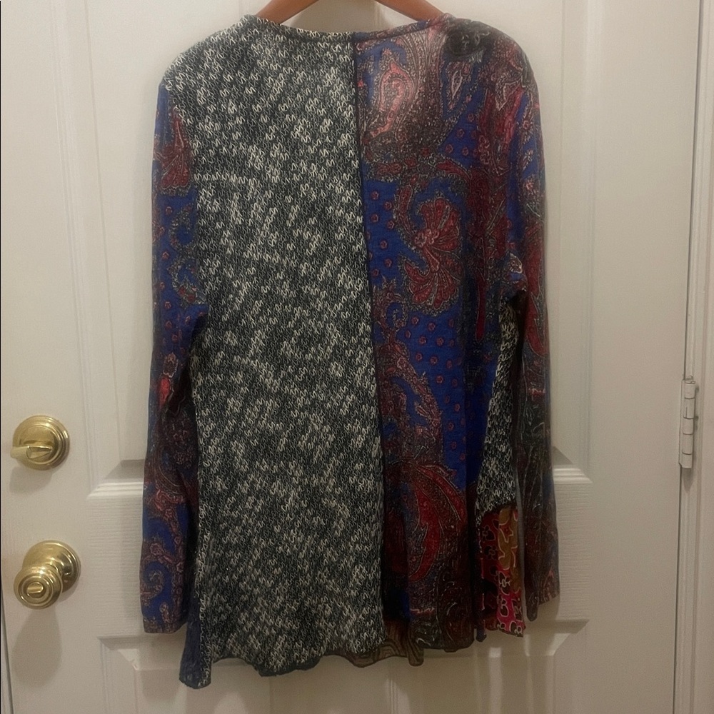 Multicolor Patchwork Cowl Neck Sweater - Picture 7 of 8